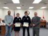 Jenna Larson and John Williamson were recognized for their first place finish in the National FFA Agriscience Fair in the Animal Science category.